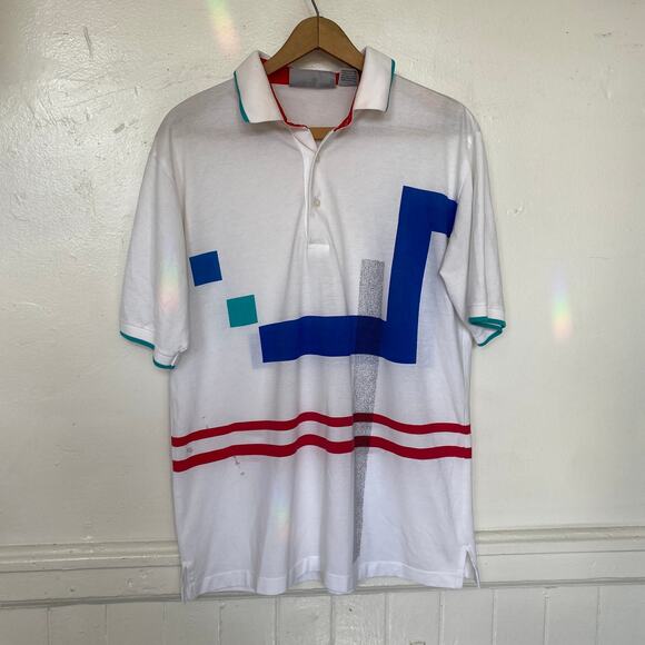 Vintage 1970s Thin Graphic Polo Shirt - Picture 2 of 7